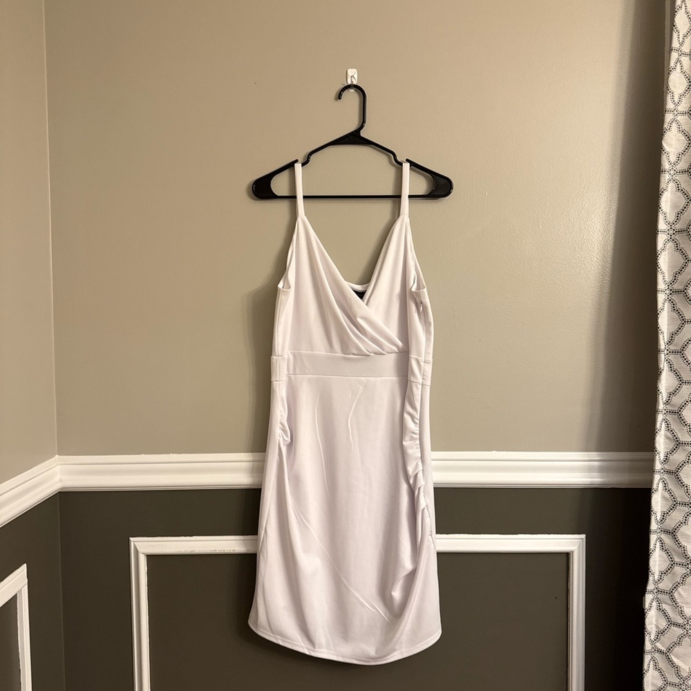 NEW WITH TAGS Women’s Curlbiuty White Ruched Wrapped Bodycon Mini Dress